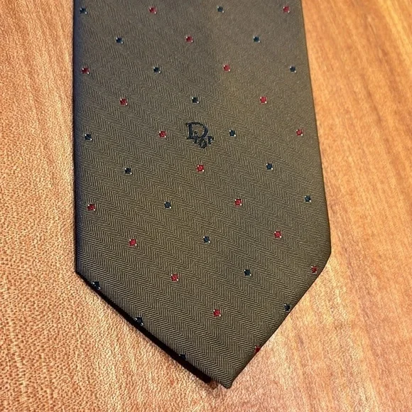 Christian Dior Silk Blend Necktie Woven in Italy Men’s Brown - Picture 4 of 5